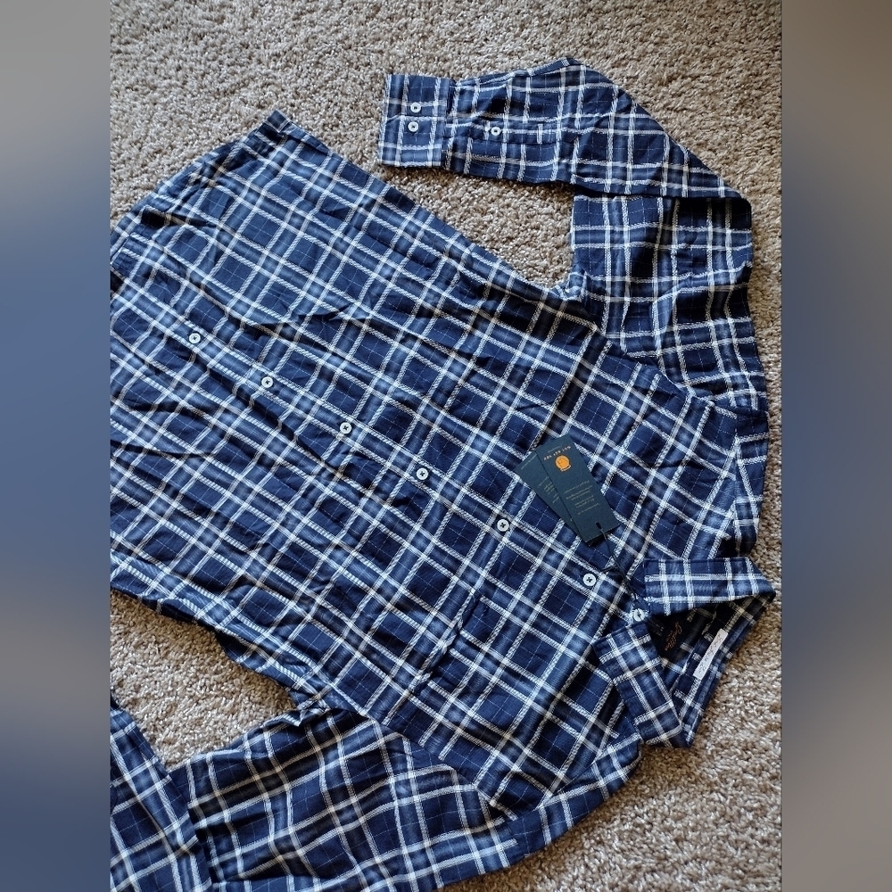 Good Man Brand Blue Plaid Long Sleeve Men's Button Down Shirt NWT - Picture 3 of 8